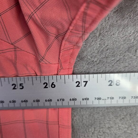 Mens Roundtree & Yorke Coral & Black Check Shirt Button Up Short Sleeve Size XL - Picture 5 of 7